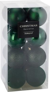 Eglutės žaisliukų rinkinys Christmas, žalia sp., 8 cm, plastikas, 16 vnt.