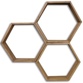 Sieninė lentyna Kalune Design HEX001, riešuto sp., 40 cm x 10 cm x 40 cm