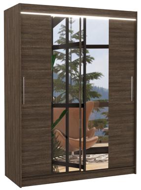 Riidekapp ADRK Iness LED, pruun v., 58 cm x 150 cm x 200 cm, peegliga