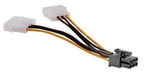 Adapteris Akasa Molex x 2 / PCI 6 pin PCI 6pin male, 4 pin Molex male x 2, 0.2 m