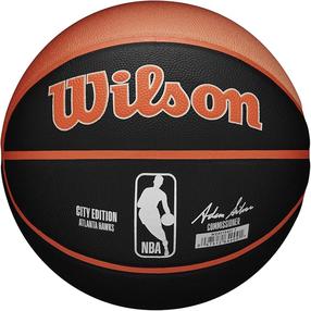 Basketbola bumba Wilson NBA Team City Collector Atlanta Hawks, 7 izmērs, melna krās./oranža krās.