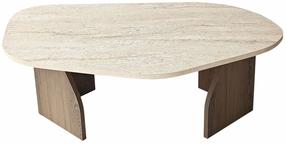 Kavos staliukas Kalune Design Rock, riešuto sp./travertine sp., 60 cm x 100 cm x 35 cm