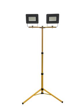 Celtniecības prožektors ar statīvu, brīvi stāvošs Okko E023EE E023EI, 100 W, 8500 lm, 4000 °K, IP65, dzeltena krās.