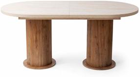 Valgomojo stalas išskleidžiamas Kalune Design Gusto, riešuto sp./travertine sp., 180 - 216 cm x 90 cm x 77 cm