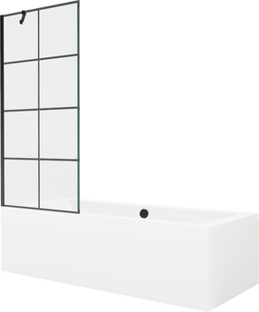 Vonia su sienele, laisvai pastatoma Mexen Cube, 170 cm x 80 cm x 39 cm, stačiakampis, skaidri sp./balta sp.