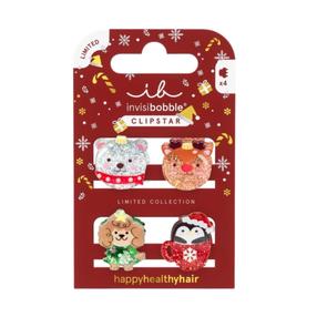 Plaukų segtukas, rinkinys Invisibobble Clipstar Kids Sparkle, įvairių spalvų, 4 vnt.
