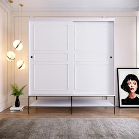 Spinta Kalune Design Martin 190, balta sp./juoda sp., 190 cm x 57 cm x 200 cm
