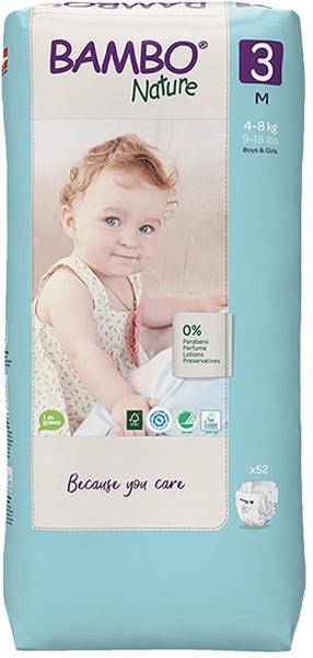 Autiņbiksītes Bambo Nature Classic, 3 izmērs, 8 kg, 52 gab.