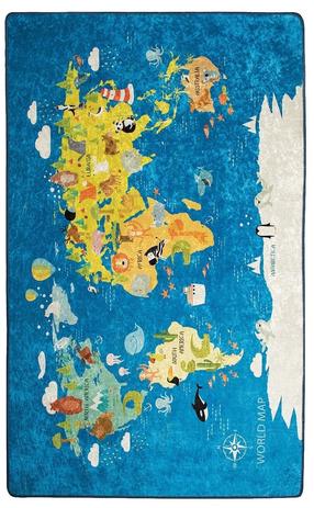 Paklājs Conceptum Hypnose World Map 876CHL1005, daudzkrāsaina, 190 cm x 140 cm