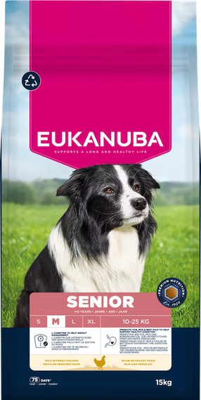 Sausas šunų maistas Eukanuba Senior Medium Life Care, vištiena, 15 kg
