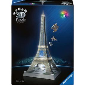 3D puzle Ravensburger Iconics Eiffel Tower, 20.9 cm x 20.9 cm, 216 gab., pelēka krās.