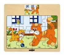 Medinė dėlionė WOODY Educational Puzzle Cats, įvairių spalvų, 12 vnt.