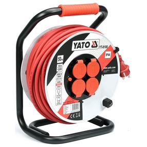 Ilgintuvas su rite Yato YT-8108, 50 m, IP44, 4 lizdų, juoda sp./oranžinė sp.