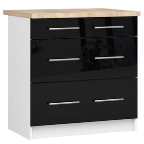 Apatinė virtuvinė spintelė Akord S80, balta sp./juoda sp., 60 cm x 80 cm x 85 cm