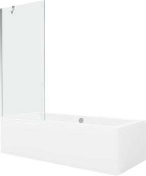 Vonia su sienele, laisvai pastatoma Mexen Cube, 170 cm x 80 cm x 39 cm, stačiakampis, skaidri sp./balta sp.