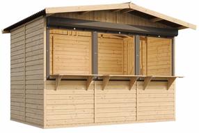 Medinis prekybinis kioskas Timbela SmartSide M150AZ, 263 cm x 336 cm x 232 cm, ruda sp.