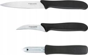 Virtuvinių peilių komplektas, su skustuku Fiskars essential, 3 vnt.
