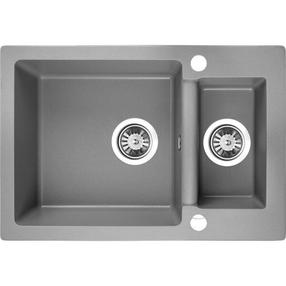 Virtuvinė plautuvė Laveo Celia SBC_530T, Grey, granitas, 65 cm x 44 cm x 17 cm, pilka sp.