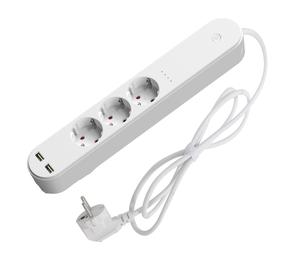 Buitinis ilgintuvas Denver SHP-310U, 1 m, 3 lizdų, 2USB, su jungikliu, balta sp.