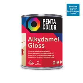 Emaljas krāsa, daudzveidīgs Pentacolor Alkydamel, spīdīga, 0.9 kg, gaiši zila krās.