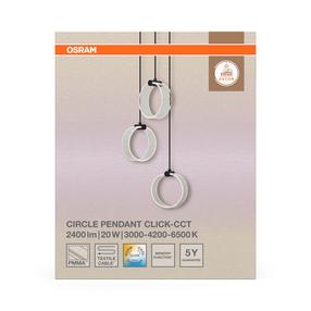 Lampa griesti Osram Circle, LED, 3000 - 6500 °K, 3 x 20 W, caurspīdīga krās. / melna krās.