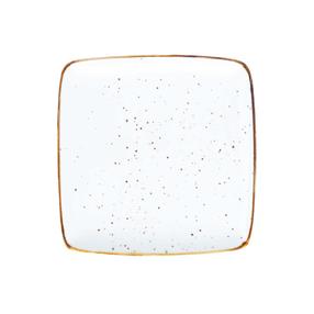 Lėkštė desertinė Home4you Sensa, 20.3 cm x 20.3 cm x 2 cm, aukso sp./balta sp.