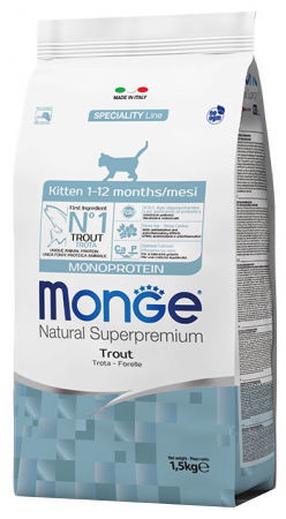 Sausas kačių maistas Monge Monoprotein, upėtakis, 1.5 kg