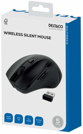 Bezvadu datora pele Deltaco MS-802, 2.4 ghz wireless, melna krās.