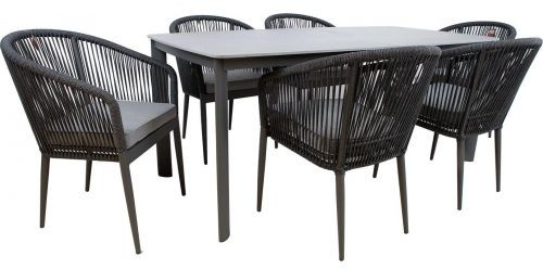 Aiamööbli komplekt Home4you Ecco 7 Piece Set, tumehall v., 6 istekohta