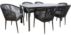 Lauko baldų komplektas Home4you Ecco 7 Piece Set, tamsiai pilka sp., 6 vietų