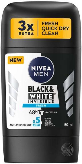 Vīriešu dezodorants Nivea Men Black & White Invisible Fresh, 50 ml