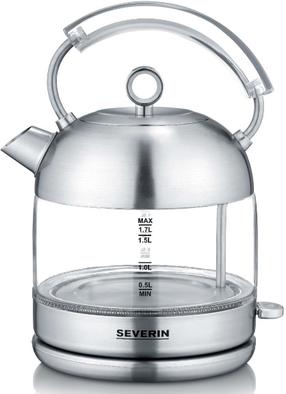 Elektriline veekeetja Severin Retro Glass Kettle WK 3459, 1.7 l, roostevaba teras v./läbipaistev v.