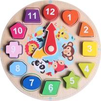 Edukacinė medinė dėlionė Iwood Puzzle Clock Shape, įvairių spalvų, 12 vnt.
