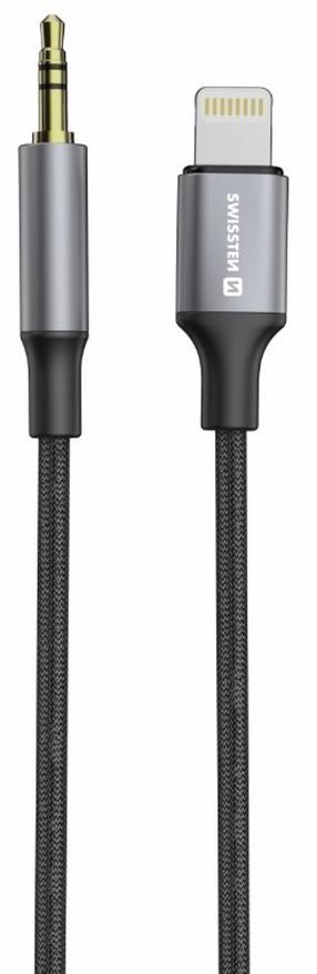Audio adapter Swissten 73502307 3.5 mm Male, Lightning Male, 1.5 m, must v.