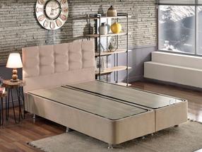 Lova dvigulė Kalune Design Double Bed Base & Headboard Polo, 160 x 200 cm, šviesiai ruda sp., be čiužinio