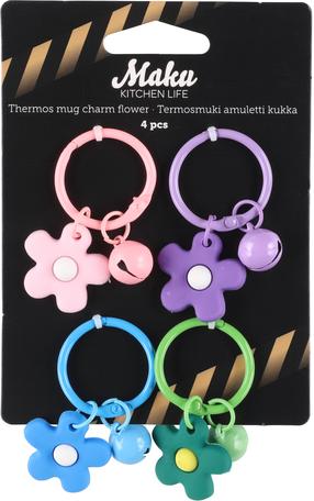 Набор аксессуаров для термоса Maku Charm Flower, синий цв./зеленый цв./розовый цв.