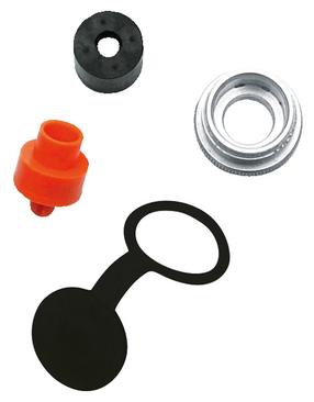 Dviračio priedas, pompos remonto detalė SKS Airchamp Pro CO2, plastikas/metalas, juoda sp./raudona sp.
