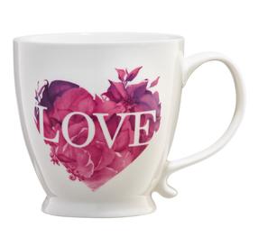  Puodelis Ambition Love Letters, balta sp./rožinė sp., 0.4 l