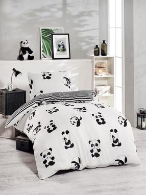 Vaikiškas patalynės užvalkalų komplektas Mijolnir Panda 162ELR9374, balta sp./juoda sp., 140 x 200 cm