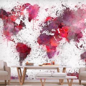 Fototapeet Artgeist World Map: Red Watercolors 4XLFT1554SAM, 280 cm x 392 cm