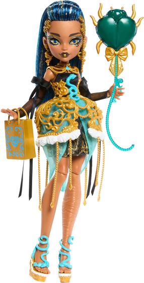 Lelle ar aksesuāriem Mattel Monster High Scary Sweet Birthday Cleo De Nile JBG76, 29 cm, zelta krās.