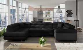 Kampinė sofa Letto Sawana 14, Soft 11, juoda sp., kairinė, 202 x 340 cm x 90 cm