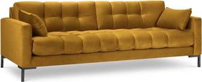 Sofa Micadoni Home Mamaia Velvet, geltona sp., 217 x 92 cm x 75 cm