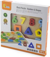Rūšiavimo žaidimas VIGA Block Puzzle Numbers & Shapes, įvairių spalvų