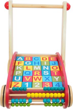 Bērnu stumjamā rotaļlieta - staiguļi iBOX Wooden Pusher, 52 cm, daudzkrāsaina
