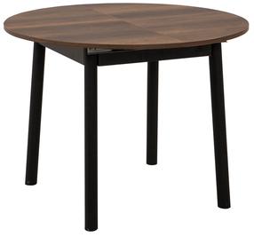 Stalas išskleidžiamas Kalune Design Oliver, juoda sp./riešuto sp., 100 - 139 cm x 100 cm x 75 cm