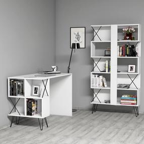 Biuro baldų komplektas Kalune Design Extra 845HCT3827, balta sp., 167.3 cm x 90 cm x 22 cm