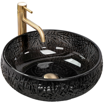 Vonios praustuvas Rea Ice Black, stiklas, 42 cm x 42 cm x 16 cm, juoda sp.