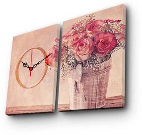 Pulkstenis - bilde Wallity Canvas 2P3040CS-154, rozā krās., 38 cm x 28 cm