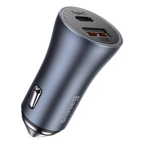 Auto telefona lādētājs Baseus Golden Contactor Pro TZCCJD-0G, USB/USB Type-C, pelēka krās., 40 W